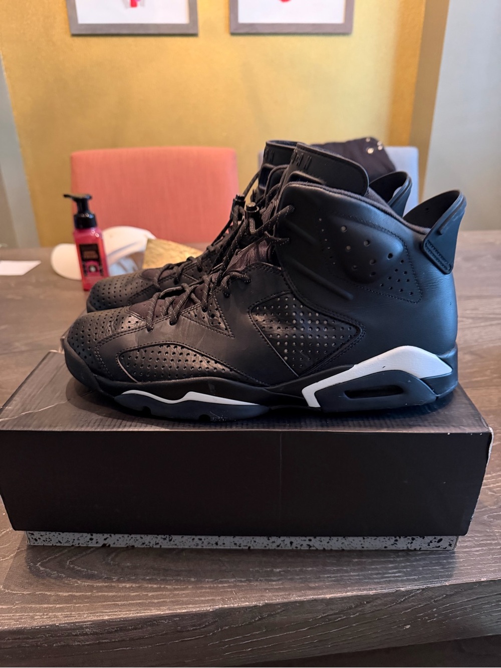 Jordan Men's Black and White High-Top Sneakers